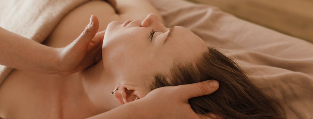 Person receiving a massage with a blurred background